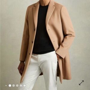 NWOT Mens Reiss Gable Camel Over Coat large